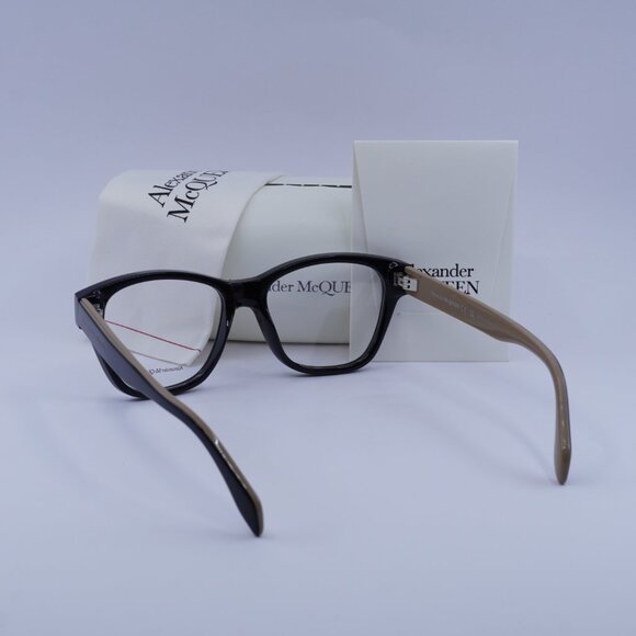 Alexander McQueen AM0306O 004 Square Eyeglasses 52mm - Black/Brown - Picture 5 of 9